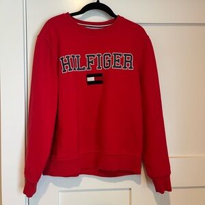 Red Tommy Hilfiger crew neck in a size small